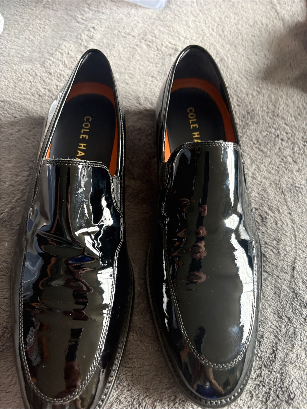Cole Haan Black Patent Leather Slip-On Loafers